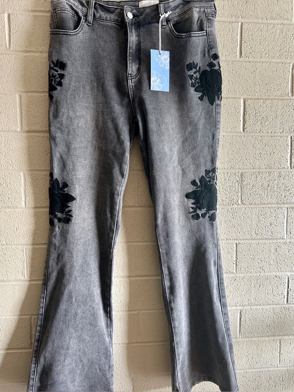 NWT Size 14 Jeans Whimsigoth | Boho Flare | Floral Embroidery
